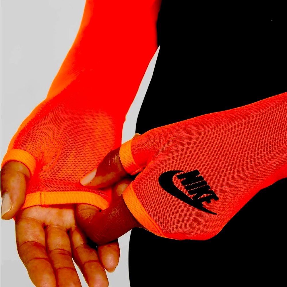 NWT Nike Sportswear Bodysuit Icon Clash Shear Mesh Orange Women's Size XS